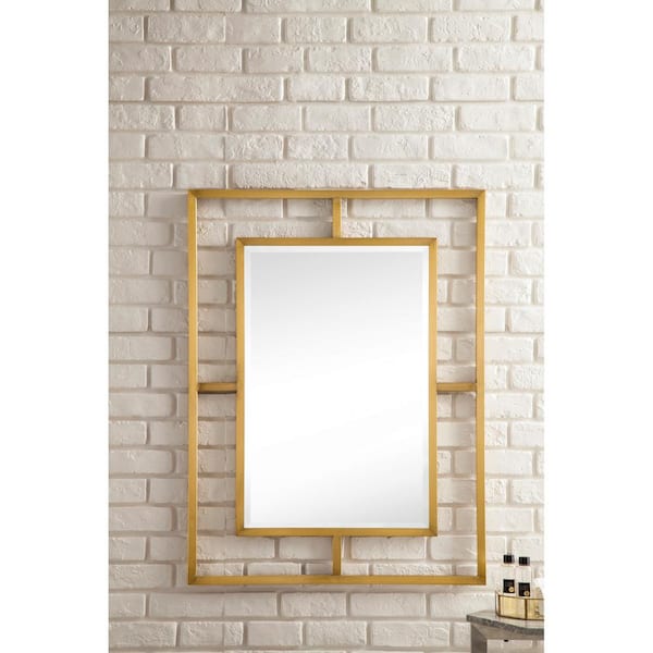 Boston 30 in. W x 40 in. H Single Framed Rectangular Wall Mirror in Radiant Gold