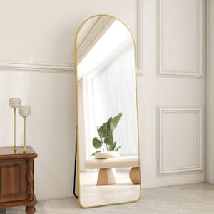 21 in. W x 64 in. H Arched Gold Aluminum Alloy Framed Rounded Full Length Mirror Standing Floor Mirror