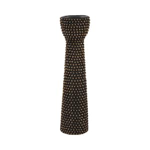 16 in. Black/Gold Ceramic Spike Candle Holder