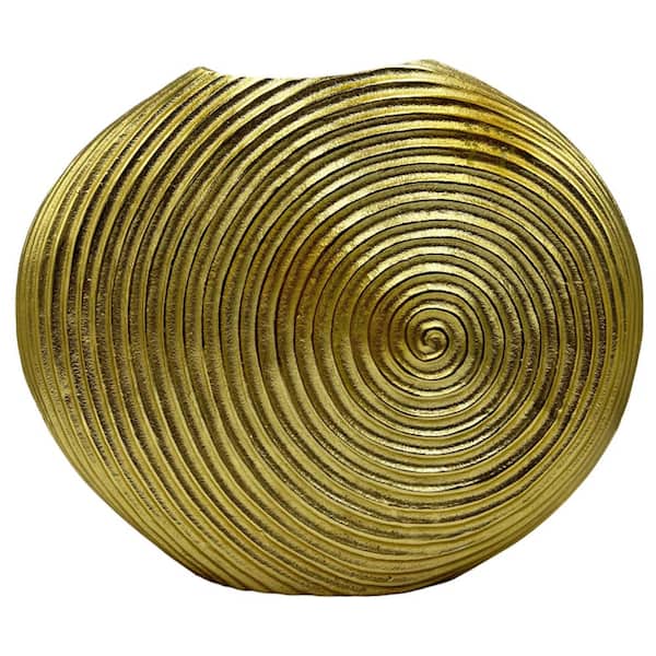 castellousa 16 in. Decorative Aluminum Shell Vase in Gold