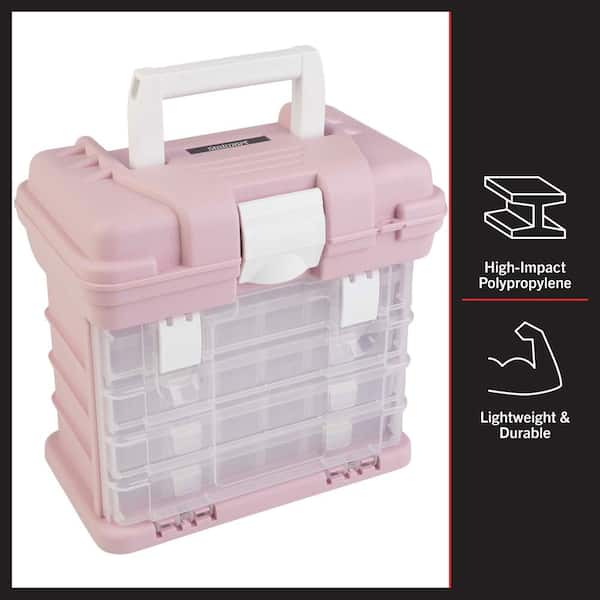 Pink Tackle Box, 4 Drawer, 13 Compartment Tool Storage Organizer for  Crafts, Dolls, Nail Kits, Sewing 10 X 10 Inches DIY Craft Storage NEW 