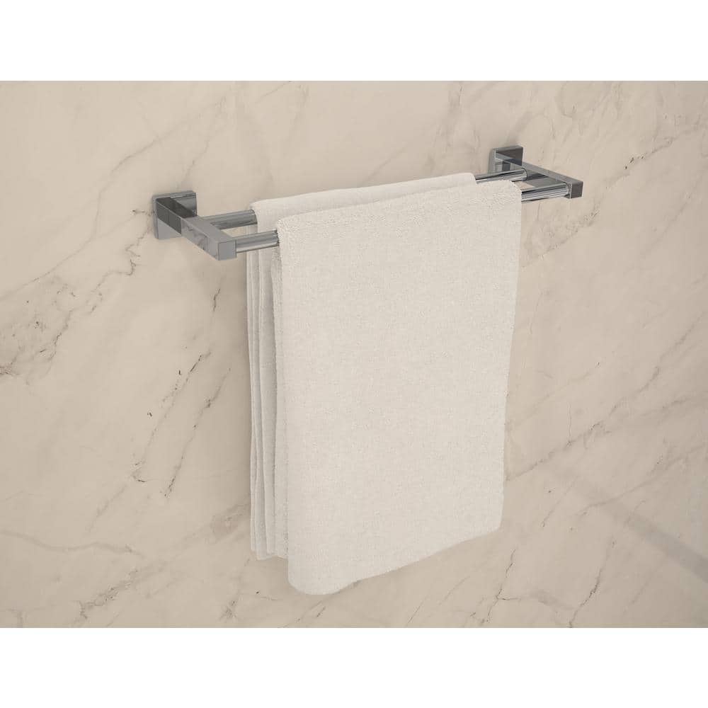 Duro 18" Polished Chrome Metal Double Wall Mounted Towel Bar