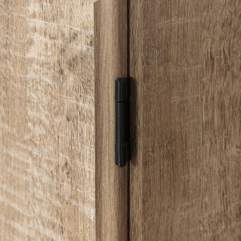 Weathered Oak 4-Door Office Storage Cabinet with Adjustable Shelving