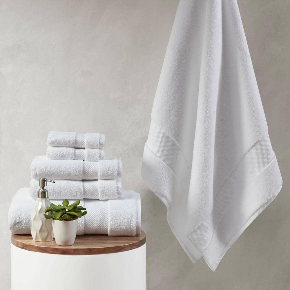Oversized White Cotton Hand Washcloth Set of Six