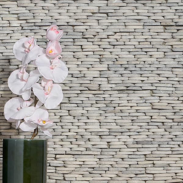 Countryside Gray Stacked Sliced 4 in. x 11 in. Mosaic