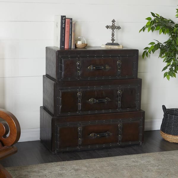 Litton Lane Brown Wood Traditional Chest