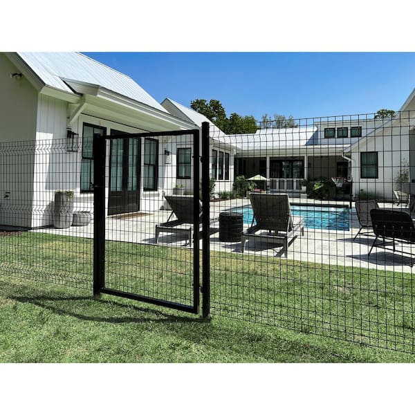 Deco Grid 4 ft. x 6 ft. Black Steel Fence Panel