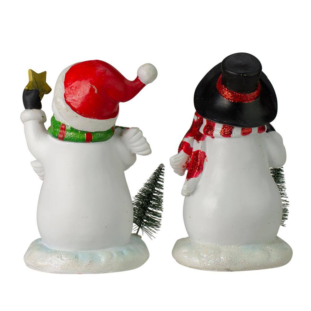 Festive Glittered Snowman Stocking Holders Set of 2