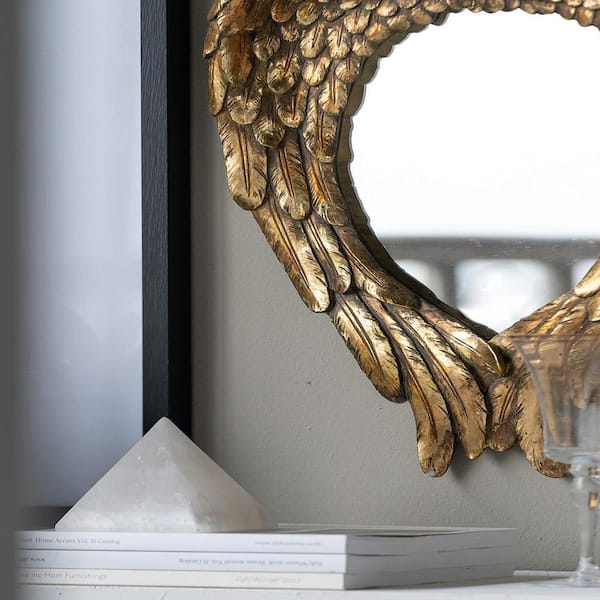 Contemporary 22.4 in. W. x 15.8 in. H Accent Gold Wing Wall