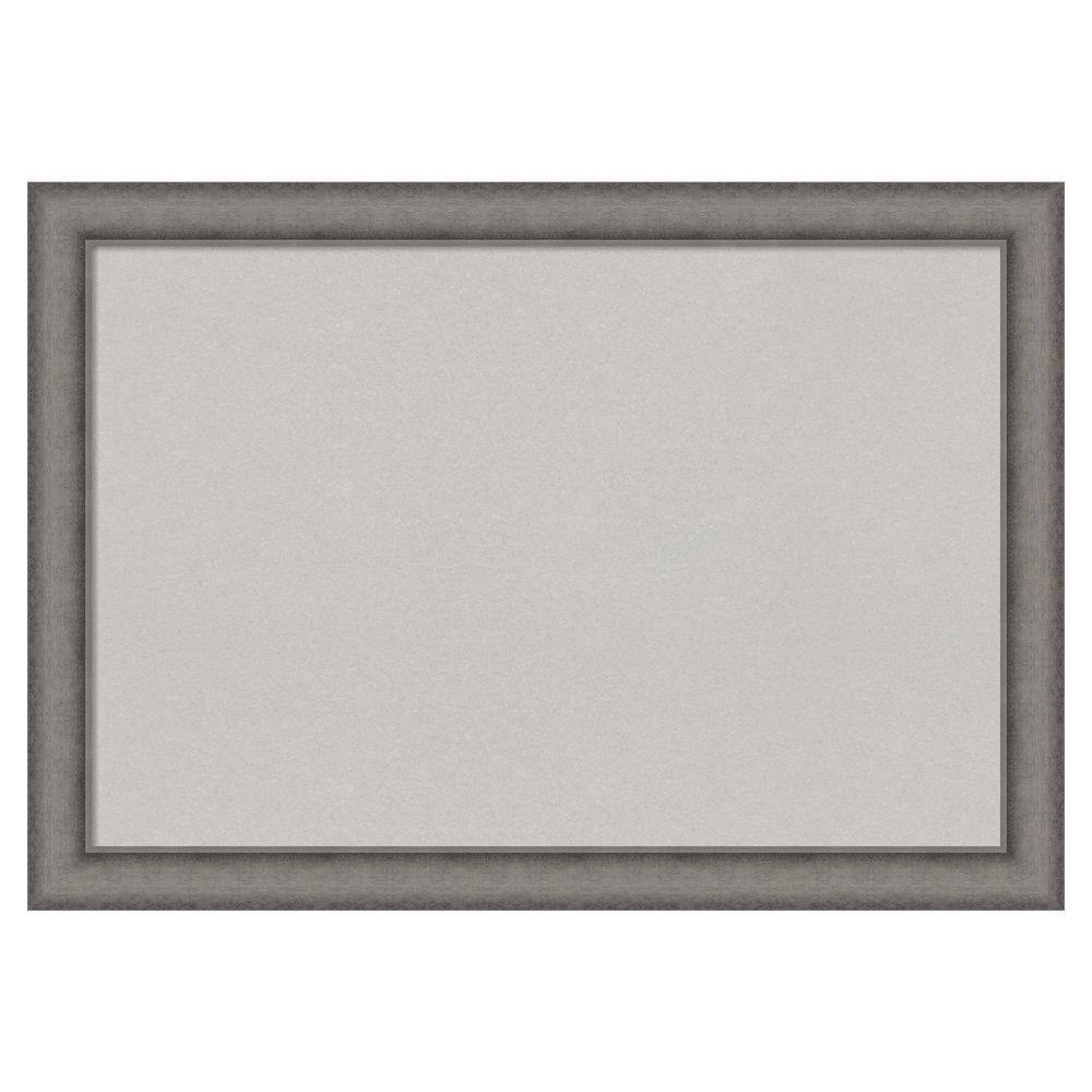 Amanti Art Burnished Concrete Wood Framed Grey Corkboard 40 in. x 28 in. Bulletin Board Memo