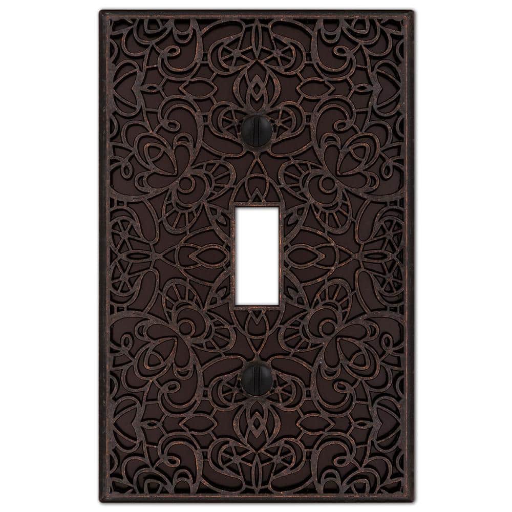 Aged Bronze Decorative Single Toggle Metal Wall Plate