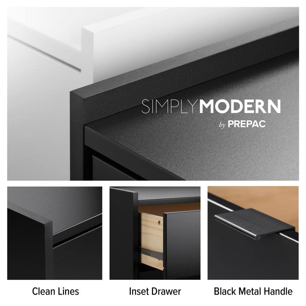 Simple Black 3-Drawer Modern Nightstand