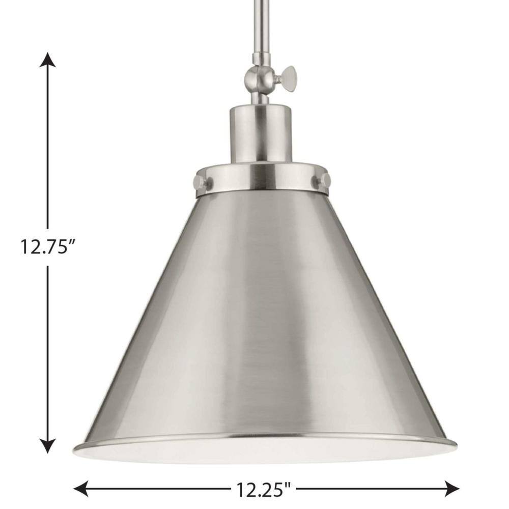 Hinton Vintage Brushed Nickel 12" Industrial Pendant Light