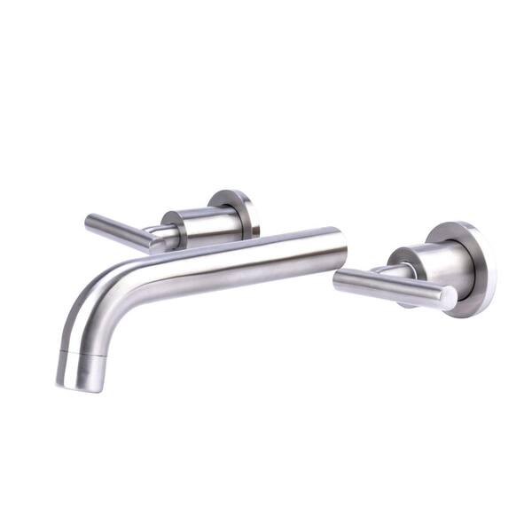 Italia Contemporary 2-Handle Wall Mount Bathroom Faucet in Brushed Nickel