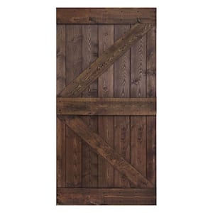 K Style 42 in. x 84 in. Kona Coffee Finished Solid Wood Sliding Barn Door Slab - Hardware Kit Not Included