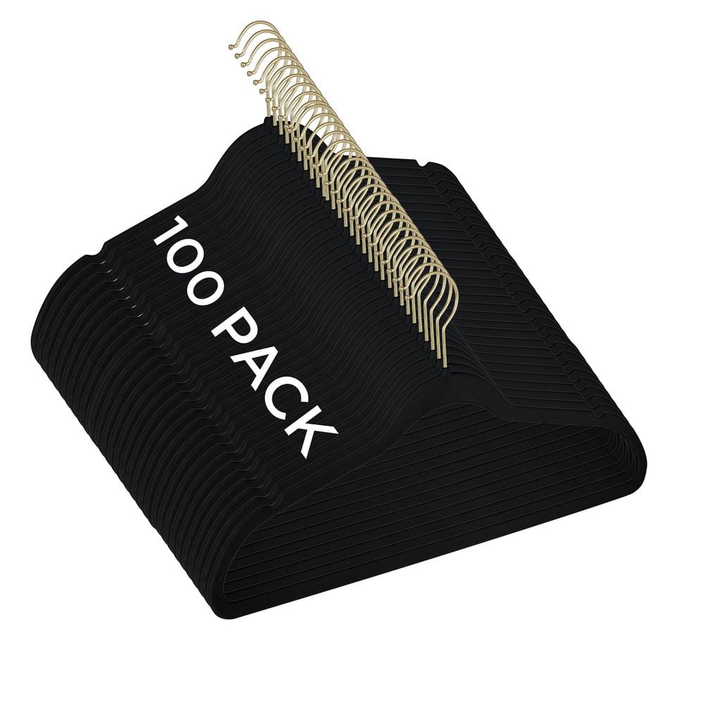 100 Pack Slim Velvet Gold Hook Hangers in Black price history on PriceWatchPro