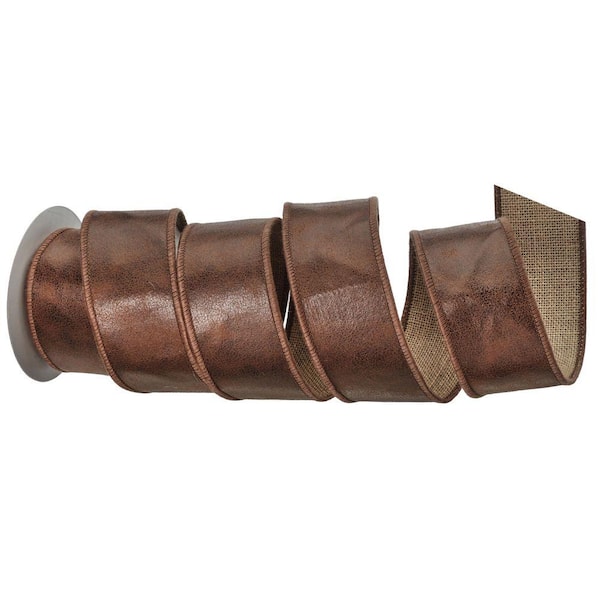 Regency International 2.5 in. x 5Y Brown Leather Jute Christmas Ribbon ...