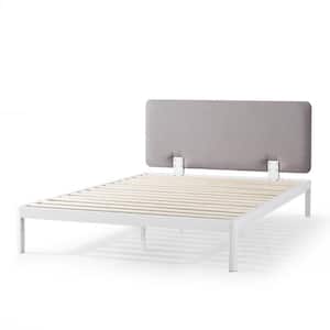 Kert Metal Platform Bed with Fabric Headboard, Rounded Legs and Corners, Oak Gray, Full