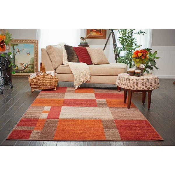 Geometric Wool Area Rug from Mexico (2.5x4.5), 'Autumn Geometry