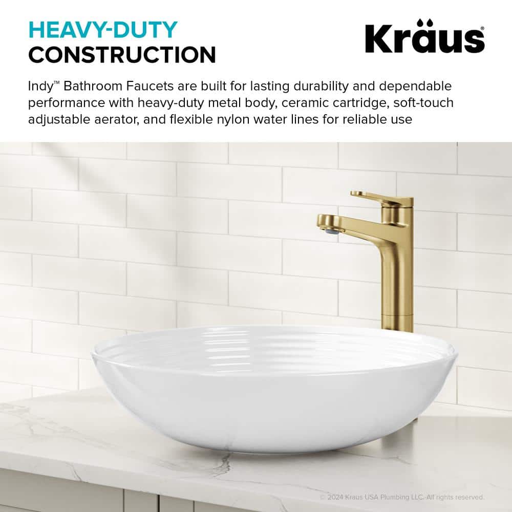 Indy Spot-Free Brushed Brass Single Handle Vessel Sink Faucet