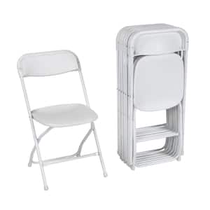 White Plastic Seat Metal Frame Outdoor Safe Folding Chair (Set of 8)