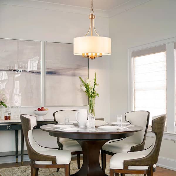 Fricke 4-Light Gold Drum Chandelier with Fabric Shade