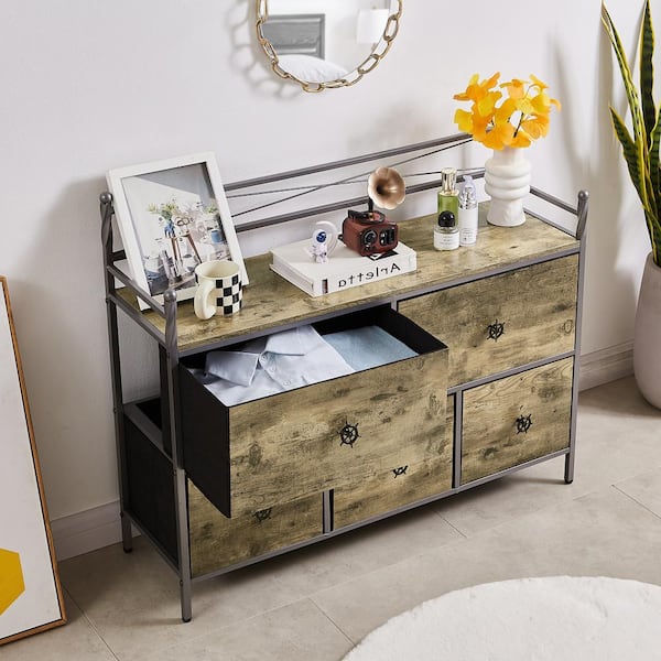 VECELO Dresser for Bedroom with 5 Drawers, Storage Organizer Unit with