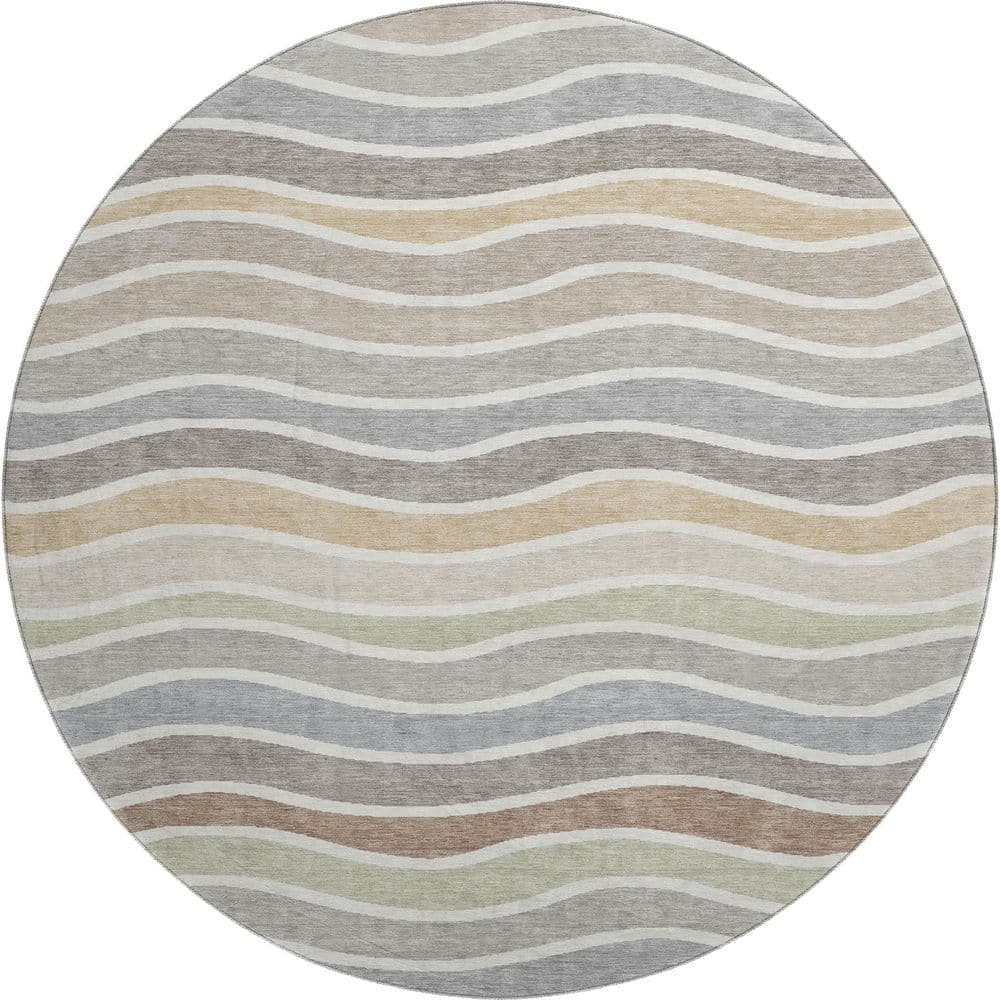 Mayfield Premium Machine Washable Abstract AMF2333 Taupe 8 ft. x 8 ft. Round Rug price history on PriceWatchPro
