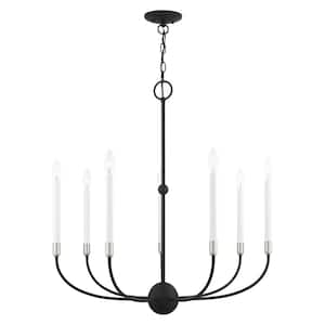 Clairmont 7 Light Black with Brushed Nickel Accents Chandelier