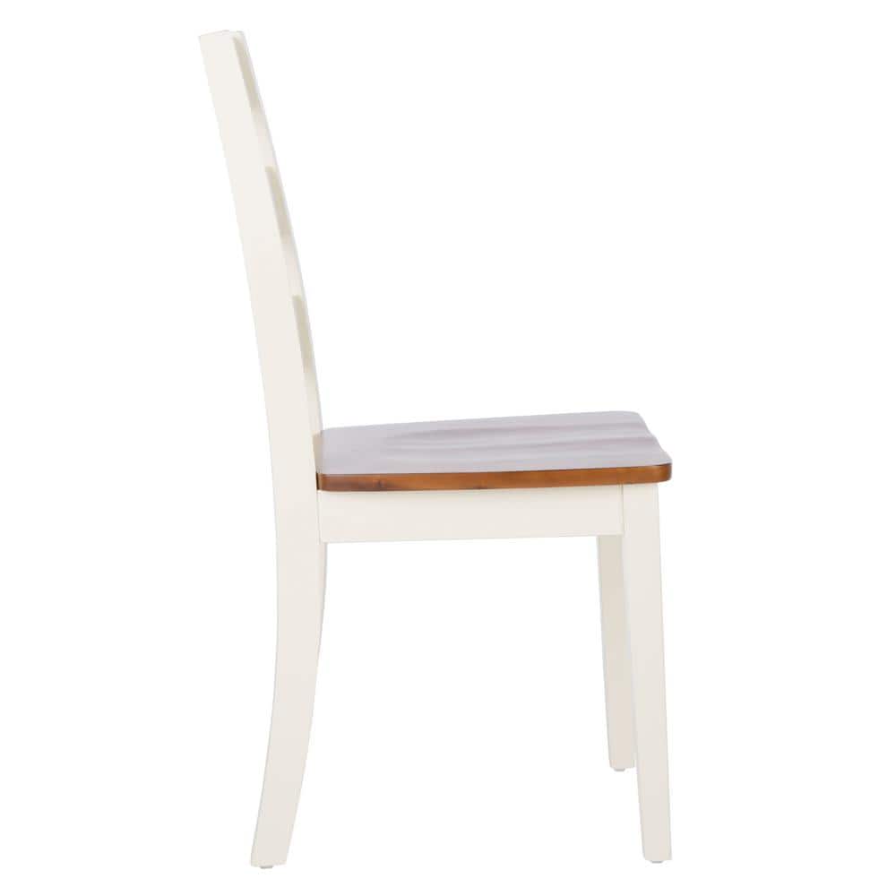 Silio White and Natural Ladder Back Dining Chairs, Set of 2