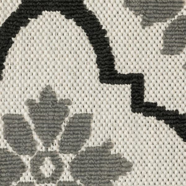 Beige, Black 5 ft. x 7 ft. Loomed Geometric Polypropylene Rectangle Indoor/Outdoor Area Rug