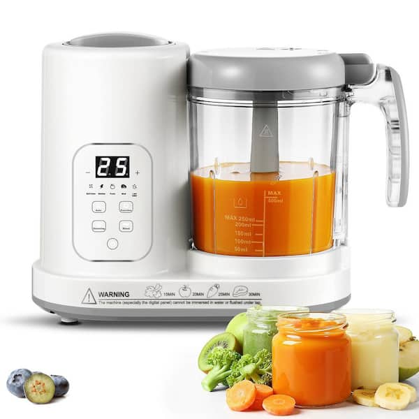 4-Cup 4-Speed White Baby Food Processor with Auto Steam Blend and Puree Maker with Self-Clean for Healthy Baby