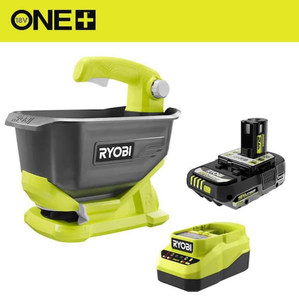 RYOBI ONE+ 18V Power Spreader with 2 Ah Battery & Charger P2420