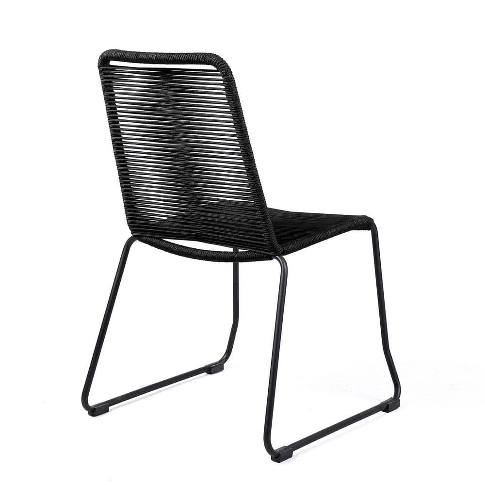 Dark Eucalyptus and Black Metal 4-Person Outdoor Dining Set with Cushions