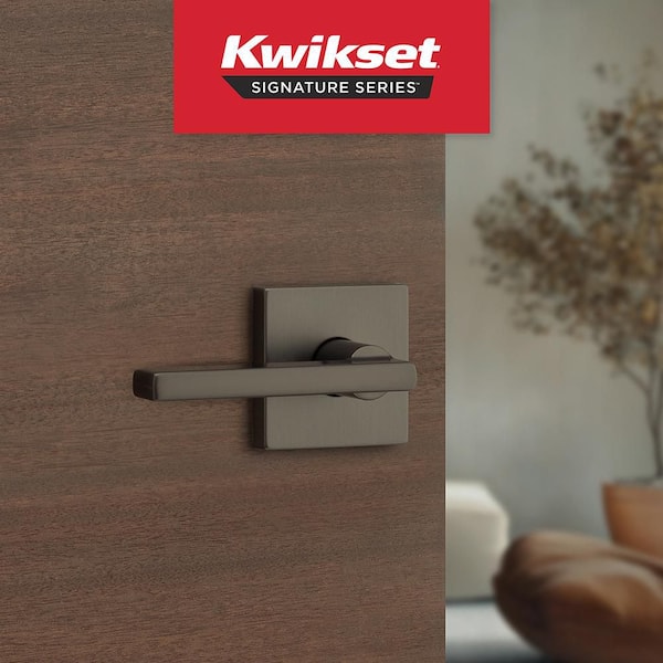 Kwikset Halifax Gunmetal Square Rose Hall/Closet Door Handle