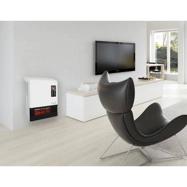 Comfort Glow Infrared Quartz Wall Heater 1500 Watt w/ Stay Cool Cabinet and Fan 