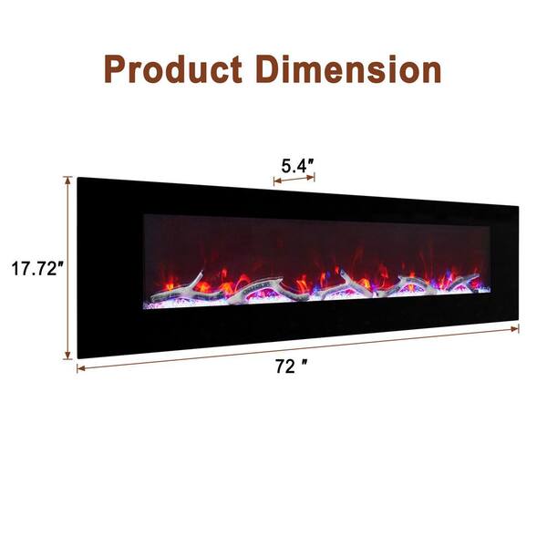 Mondawe 72 in. 5120 BTU Wall-Mounted Electric Fireplace Insert