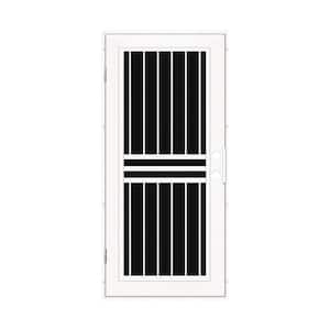 Plain Bar 30 in. x 80 in. Right-Hand/Outswing White Aluminum Security Door with Charcoal Insect Screen