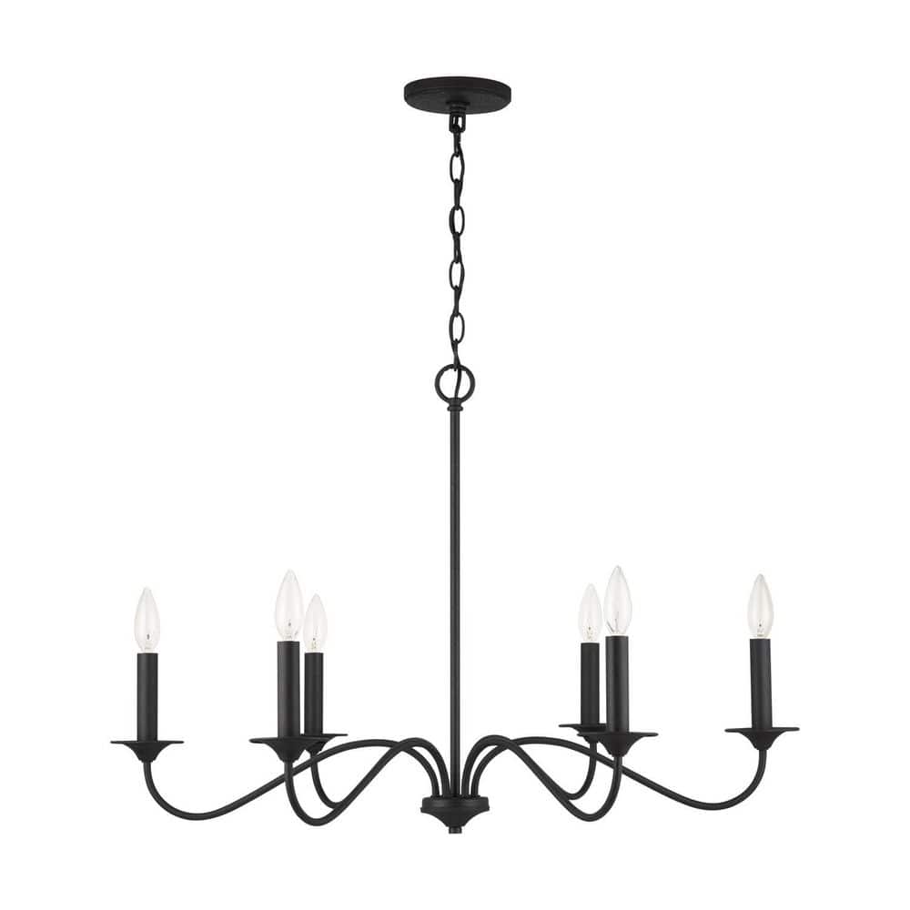 32 in. W x 22 in. H 6-Light Chandelier in Black Iron price history on PriceWatchPro