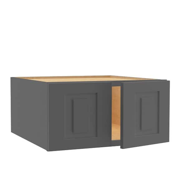 Home Decorators Collection Grayson 27 in. W x 24 in. D x 12 in. H Assembled Plywood Wall Bridge Kitchen Cabinet in Deep Onyx with Soft Close