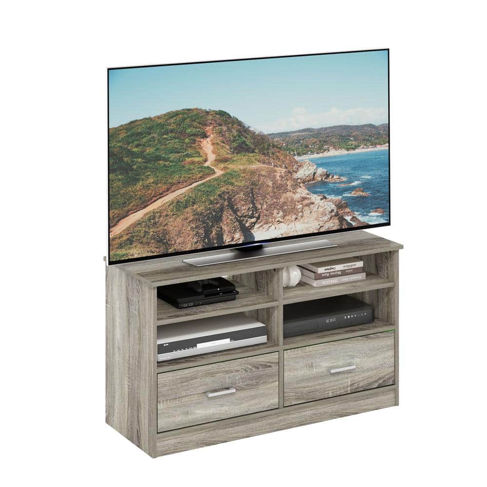 French Oak Composite Wood TV Stand with Drawers