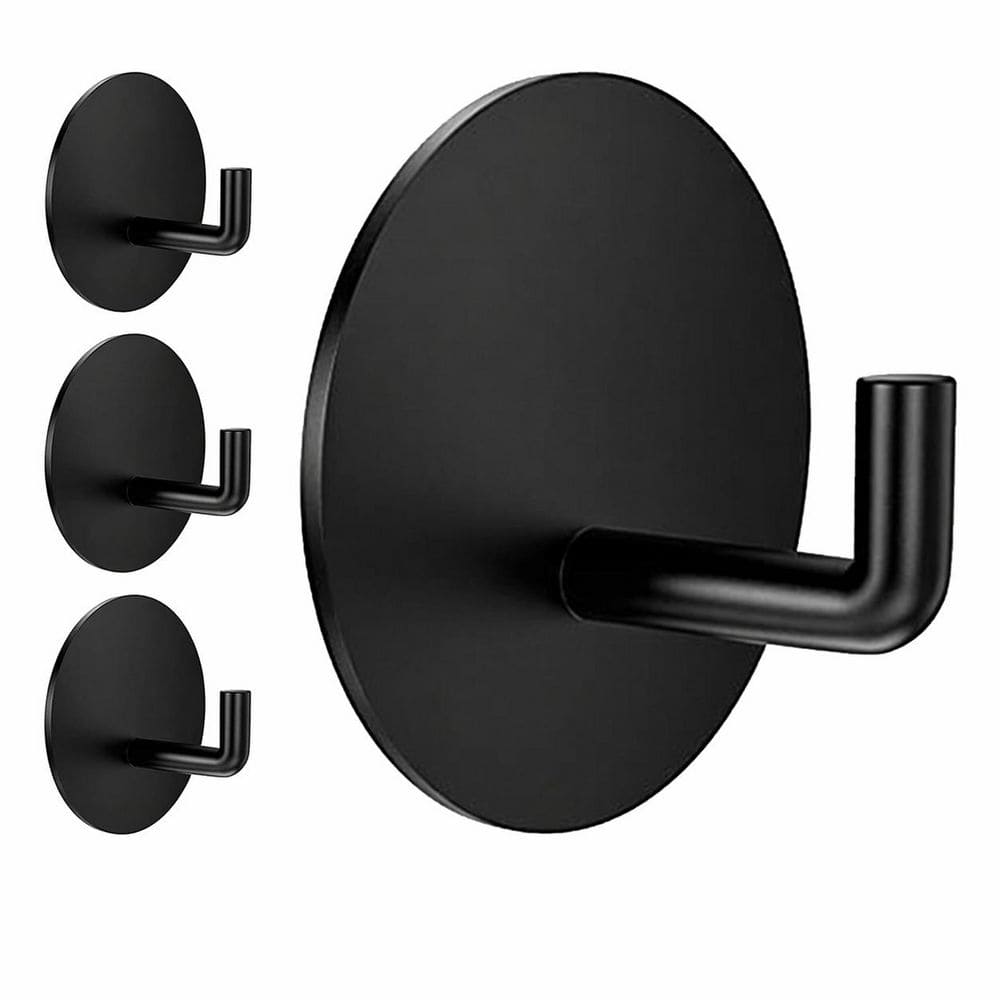 Adhesive Wall Hooks in Black Stainless Steel for Bathroom Shower Hanging Towels, Clothes, Robes, 4 pcs price history on PriceWatchPro