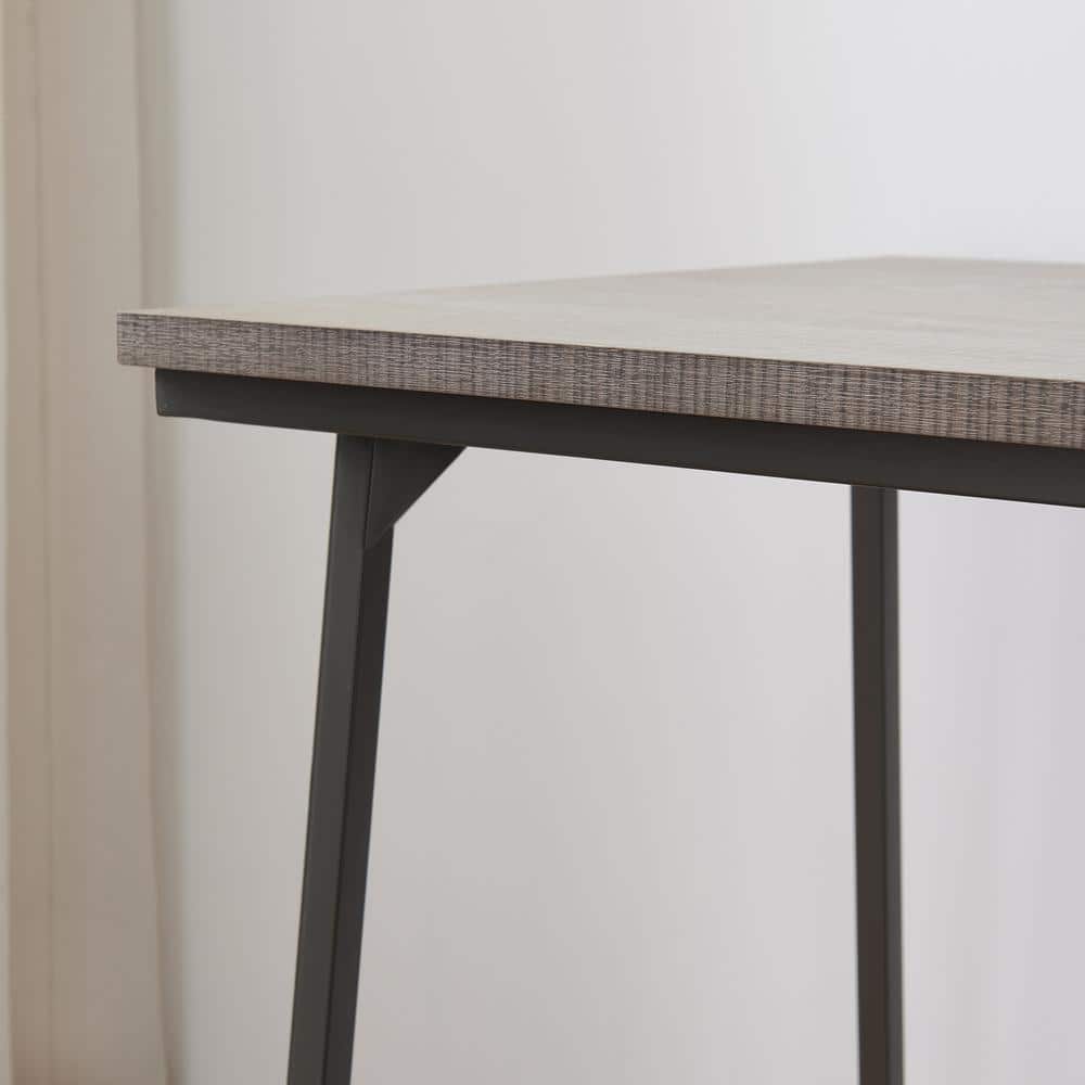Design House Roughsawn Oak Desk with Gunmetal Frame and Tiered Shelves