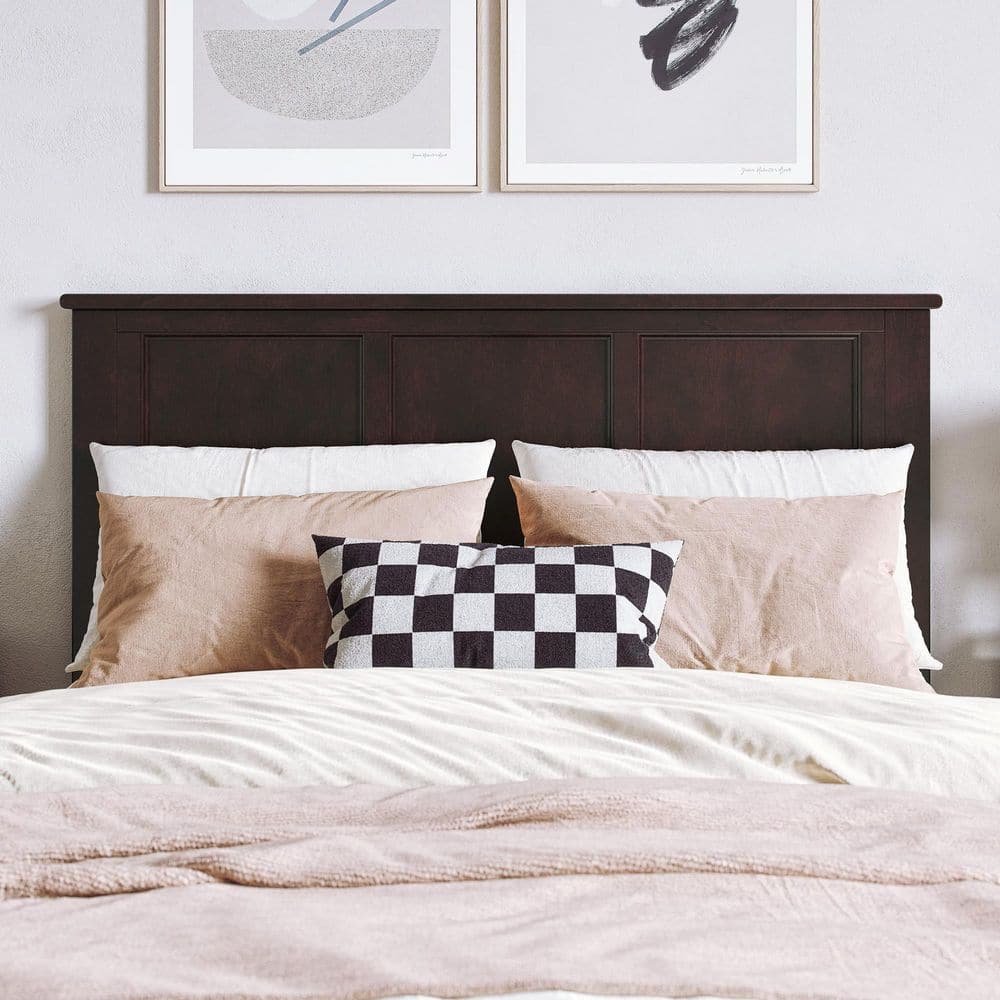Madison Full Espresso Wood Panel Headboard with USB Charger