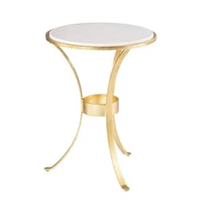 Valerie 17 in. Gold Marble Round Marble End Table