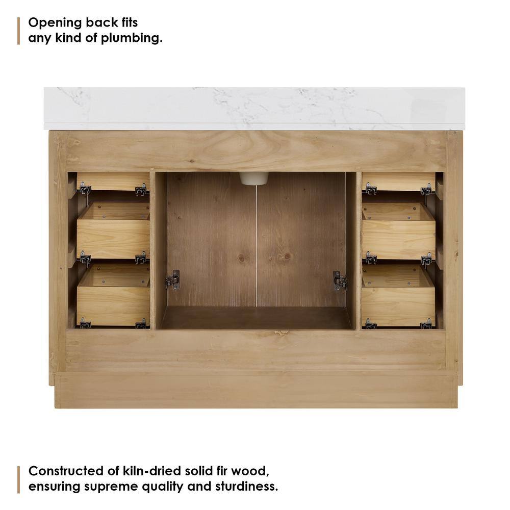 Bellavia 48" Weathered Fir Vanity with Engineered Stone Top and Mirror