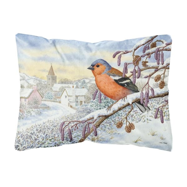 Caroline's Treasures 12 in. x 16 in. Multi-Color Lumbar Outdoor Throw Pillow Bull Finch Fabric Decorative Pillow