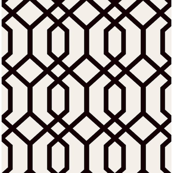 Brewster Trellis Black Montauk Black Wallpaper Sample