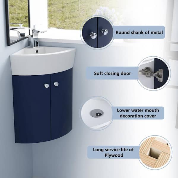 Dimakai 12.8 in. W x 12.8 in. D x 22.8 in. H Single Sink Corner