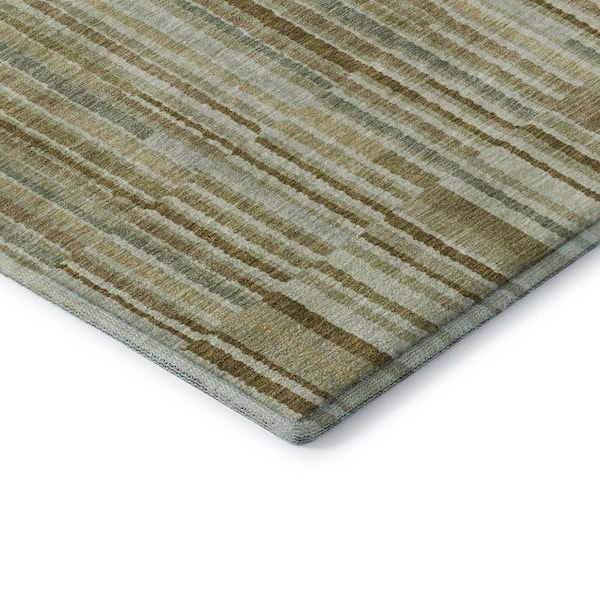 Mayfield Premium Machine Washable Abstract AMF2102 Khaki 3 ft. x 5 ft. Area Rug